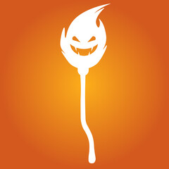 Simple illustration of witches broom icon for Halloween day