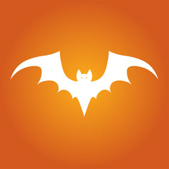Simple illustration of white bat silhouette for halloween day