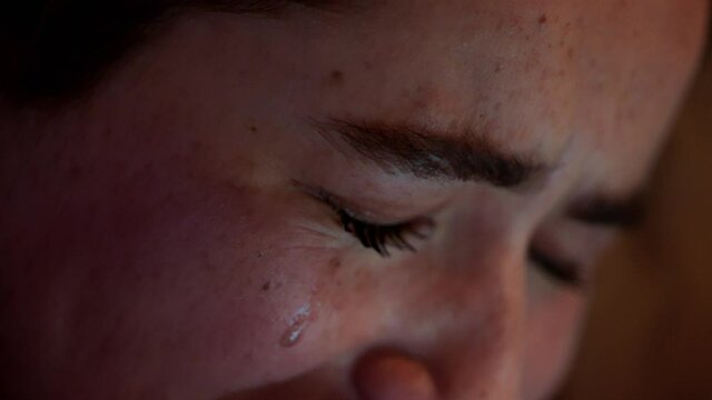 Portrait of a teen lady very pretty she crying hard have a depressed mood