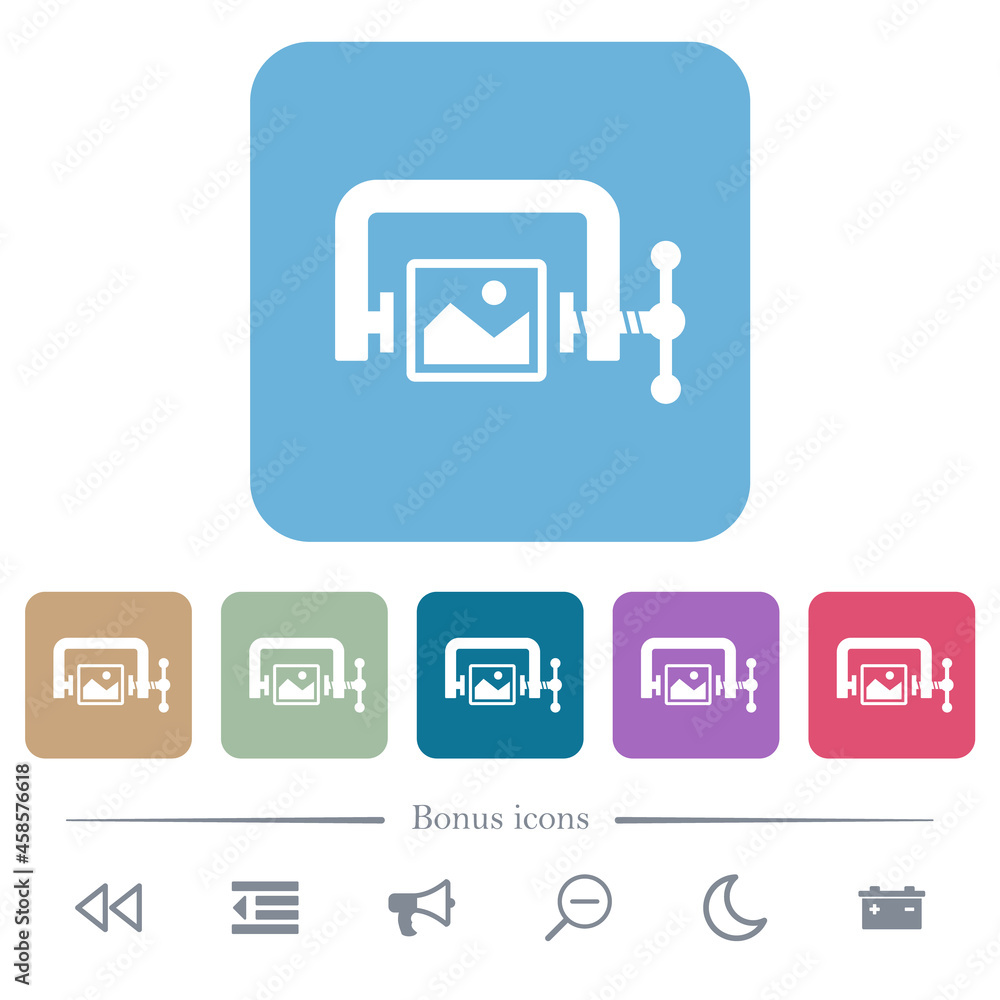 Aufkleber image compression solid flat icons on color rounded square backgrounds