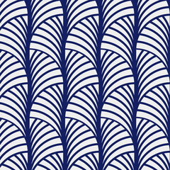 Vintage Art Deco seamless pattern. Geometric decorative texture. Minimalistic geometric design. Vector blue lines flower illustration