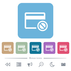 Credit card disabled flat icons on color rounded square backgrounds
