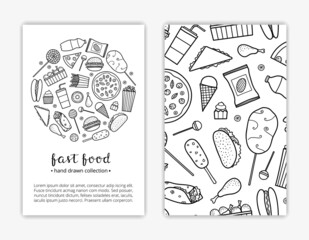 Card templates with fast food items.