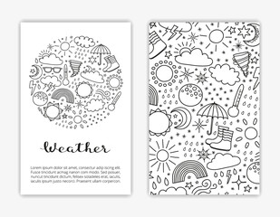 Card templates with doodle weather items.