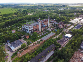 Fototapeta na wymiar Abandoned factory in Ukraine Novyy Rozdil aerial
