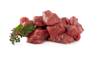 Fillet fresh raw beef  meat rib eye tenderloin steak mix spice rosemary isolated on white background with cut out have clipping path