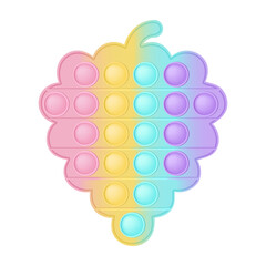 Pop it a fashionable silicon toy for fidgets. Addictive anti-stress grape toy in pastel colors. Bubble sensory developing popit for kids fingers. Vector illustration isolated on a white background.