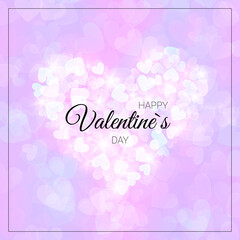 Pastel valentines card with glittering heart