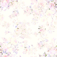 Obraz na płótnie Canvas Lovely seamless floral pattern delicate roses