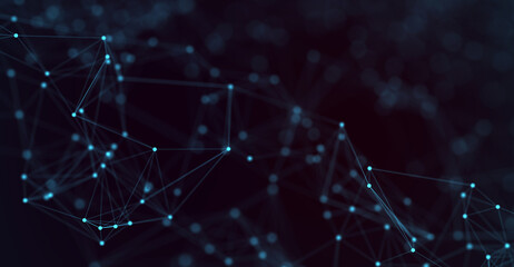 Abstract futuristic - technology with polygonal shapes on dark blue background. Design digital technology concept. 3d illustration.