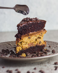 cookies cake chocolate cake red velvet cake on wooden table selective focus