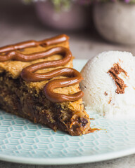 cake on wooden table biscuit cake on wooden table cake on plate ration of cake selective focus cake with icecream