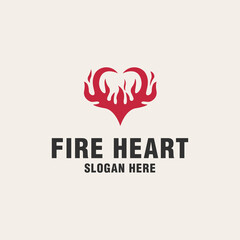 Fire heart logo template on monogram style © fajarcome