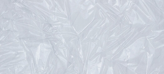 Plastic transparent cellophane background. White texture background