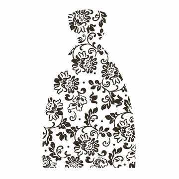 gawn with flower ornament vector design
