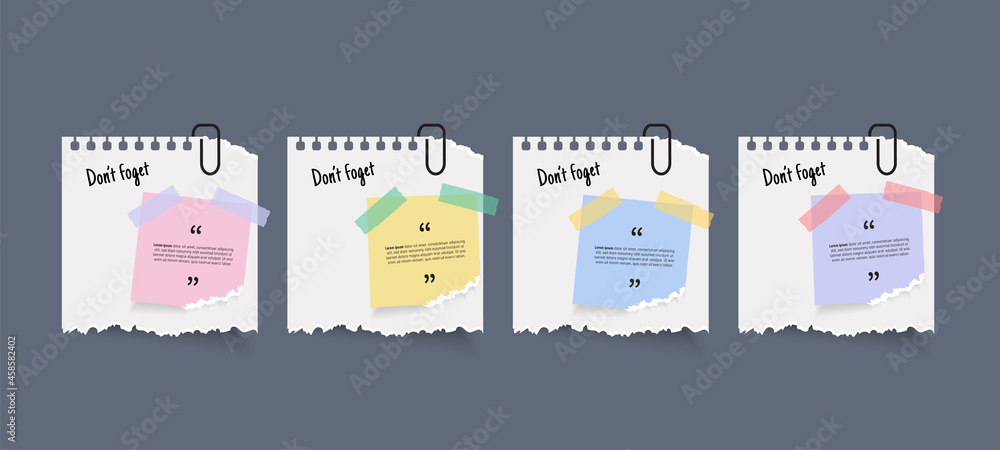 Poster text box design with note papers.
