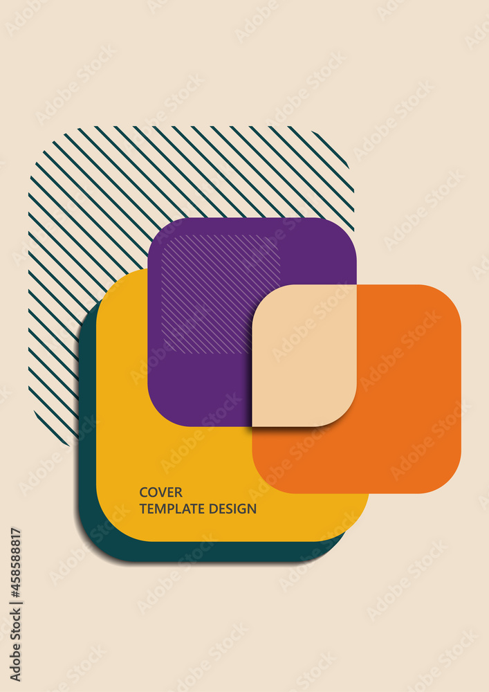 Poster abstract background with geometric shapes. rounded squares and stripes. template for your corporate 