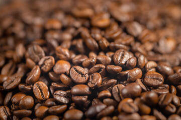 Natural coffee background, roasted coffee beans background