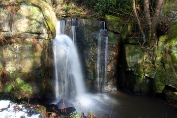 Lumsdale Falls waterfall in Derbyshire Peak District