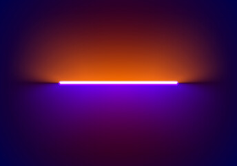 Neon illumination background in Halloween style. Abstract 80s or synthwave backdrop with orange and purple lamp on the wallpaper