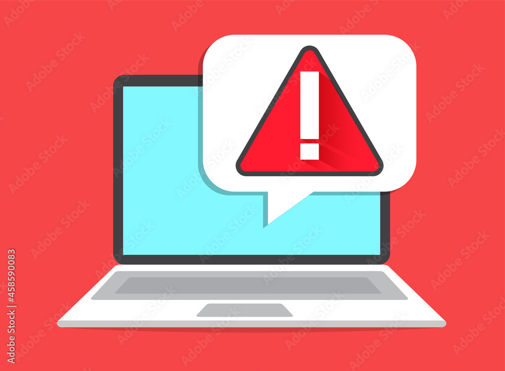 Aufkleber concept of malware notification or error. red alert warning of spam data, insecure connection, scam,