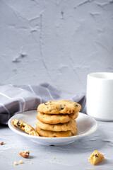 Cashew raisin cookies with white background