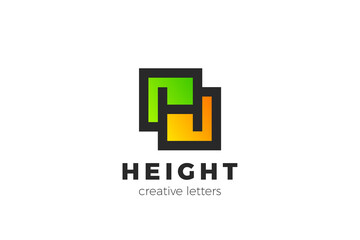 Letter H Logo design Corporate Media vector template Square shape style.