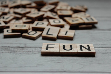 The word Fun from wooden letters