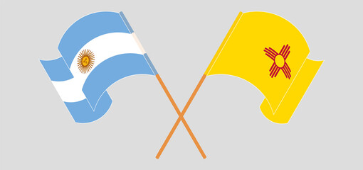 Crossed and waving flags of Argentina and the State of New Mexico