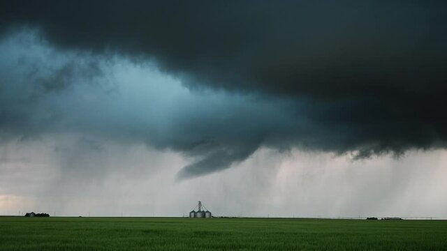 A Funnel Cloud Forms Underneath A Supercell Thunderstorm In Tornado Alley
