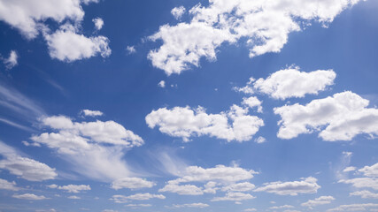 Cumulus clouds with blue sky on a sunny day of summer. Beautiful cloudscape