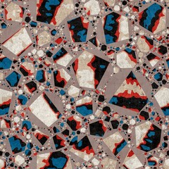 Seamless modern abstract terrazzo pattern swatch. High quality illustration. Random trendy confetti design for textile print or interior design or floor. Colorful micro speckle tile mosaic material.