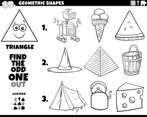 triangle shaped objects educational task coloring book