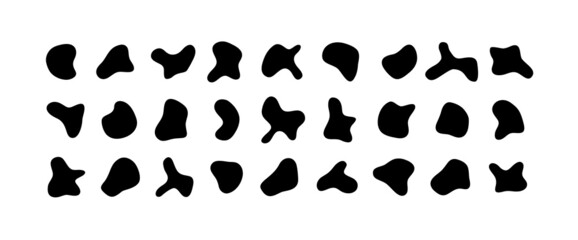Set of abstract organic shapes. Vector random oval blobs collection.