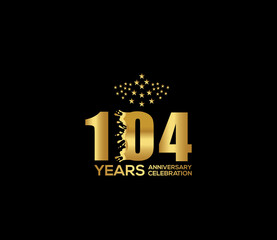 Celebration of Festivals Days 104 Year Anniversary, Invitations, Party Events, Company Based, Banners, Posters, Card Material, Gold Colors Design