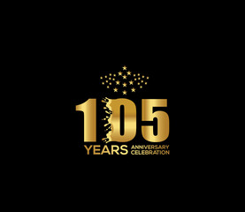 Celebration of Festivals Days 105 Year Anniversary, Invitations, Party Events, Company Based, Banners, Posters, Card Material, Gold Colors Design