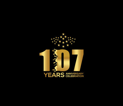 Celebration of Festivals Days 107 Year Anniversary, Invitations, Party Events, Company Based, Banners, Posters, Card Material, Gold Colors Design