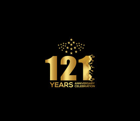 Celebration of Festivals Days 121 Year Anniversary, Invitations, Party Events, Company Based, Banners, Posters, Card Material, Gold Colors Design