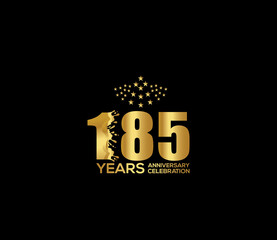 Celebration of Festivals Days 185 Year Anniversary, Invitations, Party Events, Company Based, Banners, Posters, Card Material, Gold Colors Design