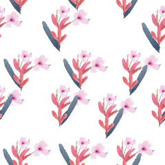 watercolor illustration seamless pattern ,retro botanical print of simple flowers,minimalism,for wallpaper,fabric or furniture