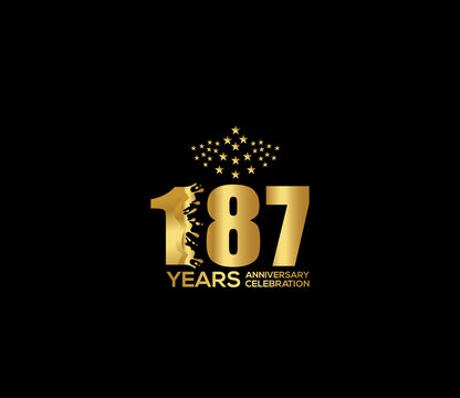 Celebration of Festivals Days 187 Year Anniversary, Invitations, Party Events, Company Based, Banners, Posters, Card Material, Gold Colors Design