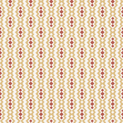 Geometric ethnic vector pattern. Seamless abstract tribal illustration with red, beige and gold zigzag, lines and shapes. Vintage design used for carpet print, wallpaper, textile, packaging