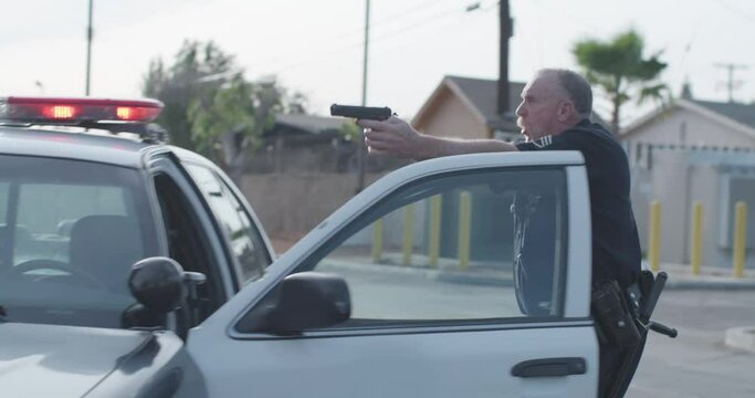 Police Officer Draws Gun On Suspect, Cop Jumps Out Of Police Car To Point Weapon At Perp, LAPD