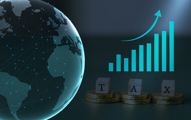 graph concept within business graph on globe