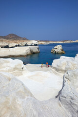 The white cliffs of Sarakiniko Beach, Milos, Greece