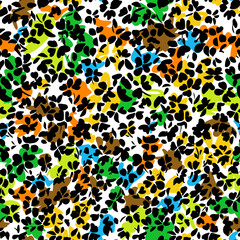 Ditsy seamless pattern made of small daisy flower silhouettes. Brush strokes forming floral ornament. Abstract flat design with plant shapes.