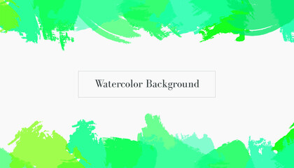 Green watercolor background design graphics template vector. light abstract organic green watercolor background wallpaper. green grunge watercolor frame design vector