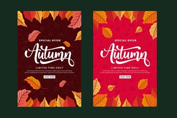 autumn banner template flat vector design illustration
