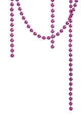 Hanging purple bead garland, isolated on white