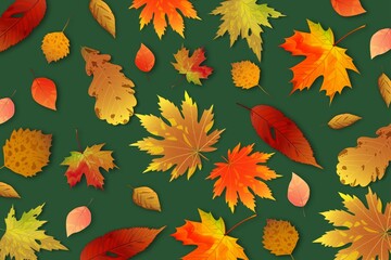 Fototapeta na wymiar autumn leaves background realistic style vector design illustration